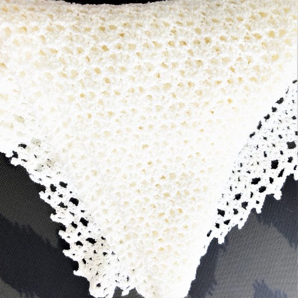 Baby Baptismal Blanket had crocheted White Longer corners draping FREE SHIPPing! - Picture 6 of 8